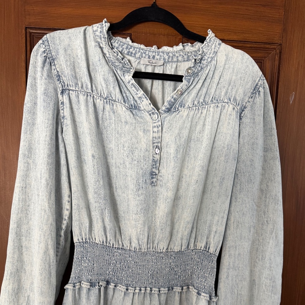 Rails brand, size M, looks like light-wash denim, but feels like washed silk